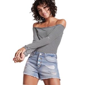Forever 21 Distressed High Rise Denim Cutoffs
